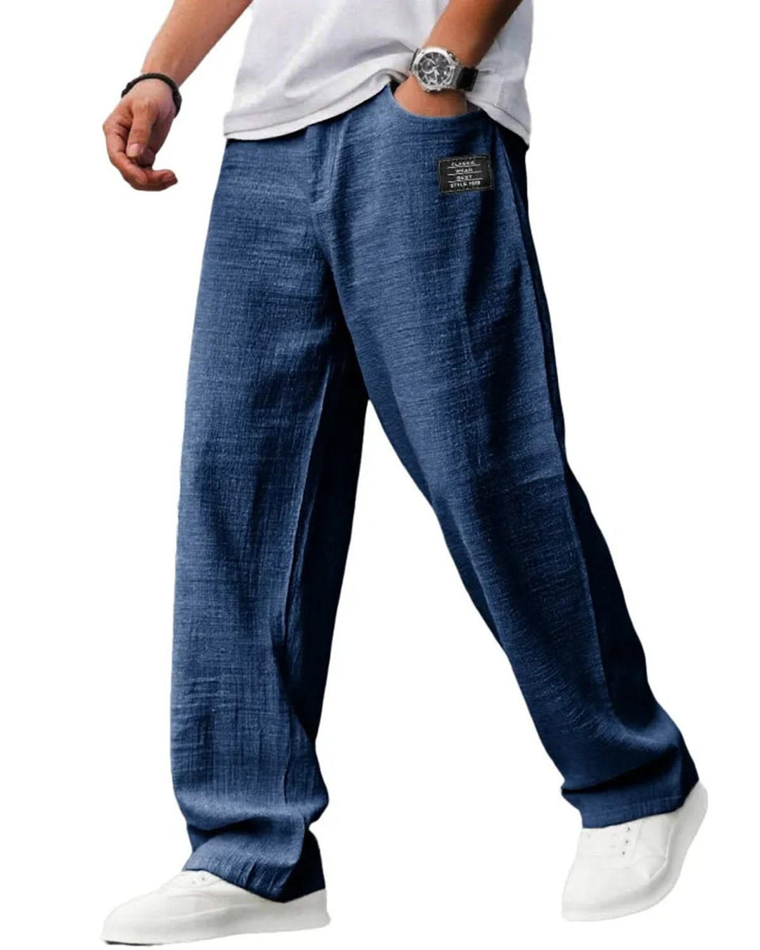 Alohadaddy® Vintage Casual Embroidered Logo Drawstring Loose Elastic Waist Pocket Trousers Big &amp; Tall