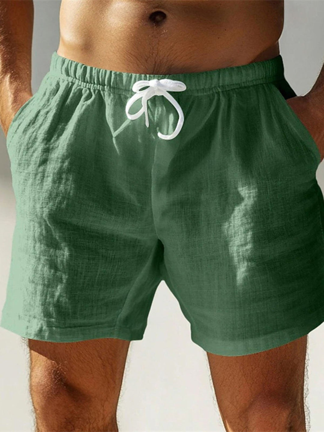 Alohadaddy® Hawaiian Cotton High Quality Beach Leisure Solid Color Breathable Outdoor Three-quarter Shorts