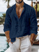 Alohadaddy® Casual Solid Cotton Linen Shirt Casual Style Long Sleeve Business Shirt Big & Tall