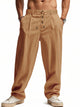 Alohadaddy® casual solid color men's breathable cotton and linen loose casual sports trousers Big & Tall