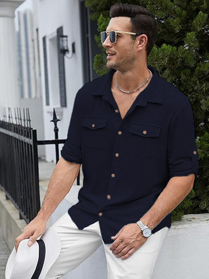 Alohadaddy® Casual Solid Color Versatile Trendy Chest Pocket Men&