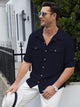 Alohadaddy® Casual Solid Color Versatile Trendy Chest Pocket Men's Short Sleeve Shirt Big & Tall