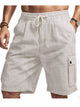 Alohadaddy® Casual Outdoor Tactical Workwear Summer Men's Bamboo Linen Beach Casual Shorts Big & Tall