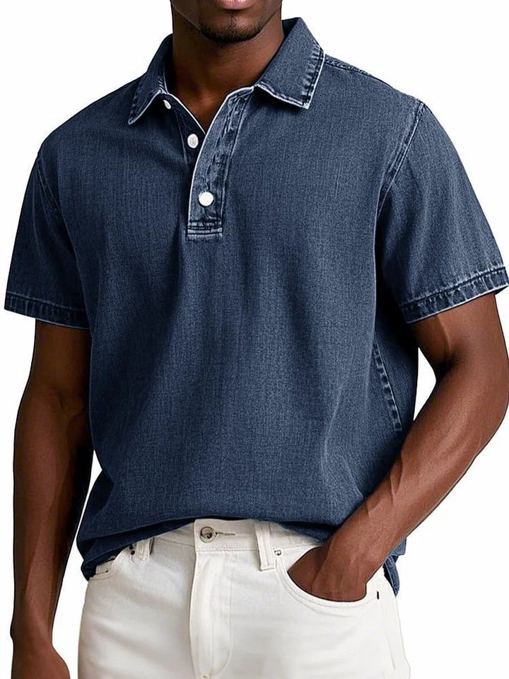 Alohadaddy® Casual Fashion Solid Color Retro Short Sleeve Lapel Polo Shirt