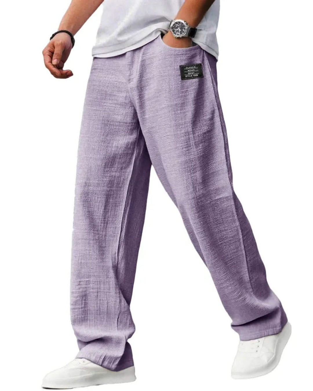 Alohadaddy® Vintage Casual Embroidered Logo Drawstring Loose Elastic Waist Pocket Trousers Big &amp; Tall
