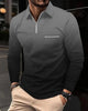 Alohadaddy® Men's Sporty Gradient High-Elastic Vertical Stripe Long-Sleeve Polo Shirt Slim Fit Knit Base Layer