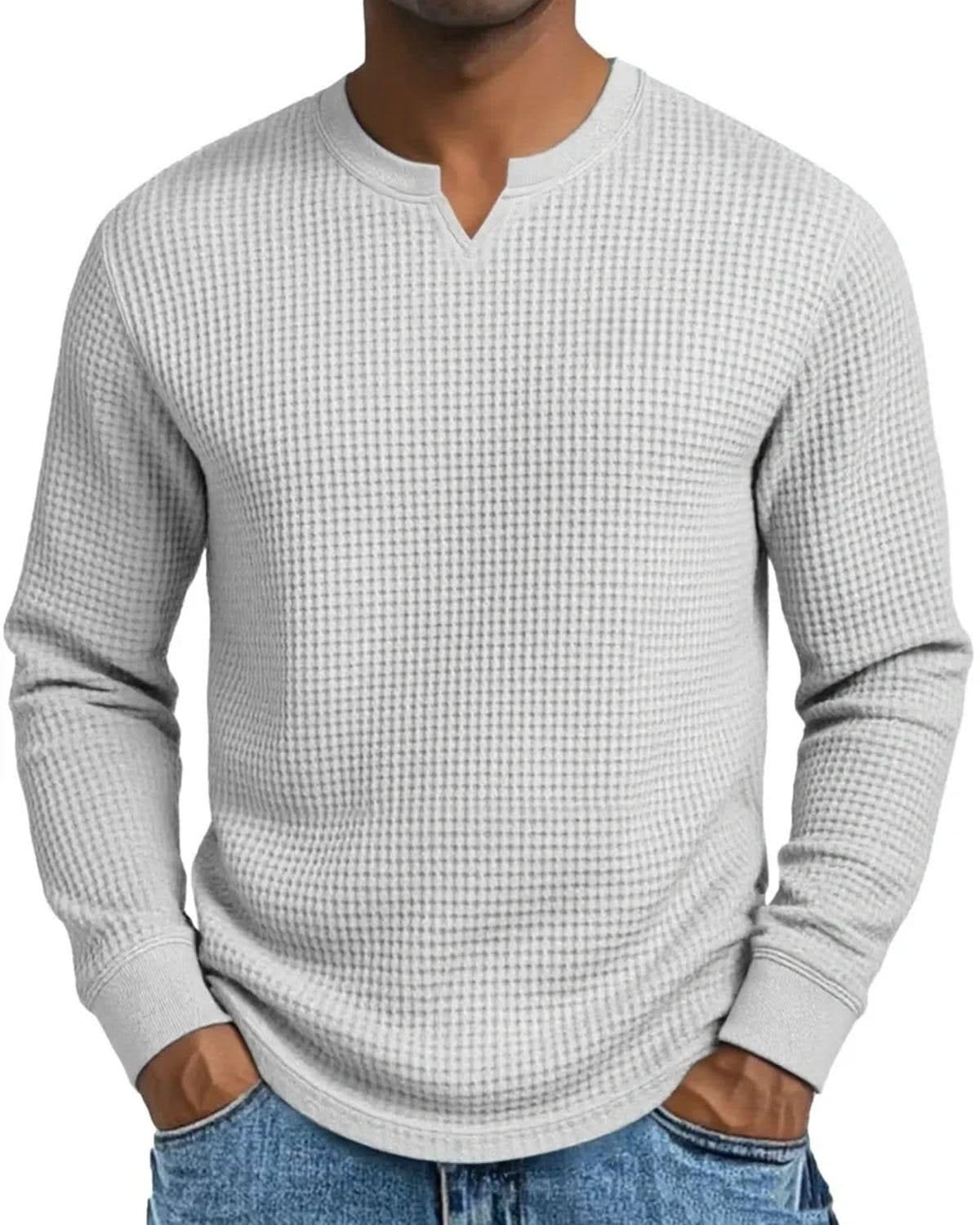 Alohadaddy® Casual Bottoming Shirt Slim Fit Men's Long Sleeve V-Neck Casual Top T-Shirt Big & Tall