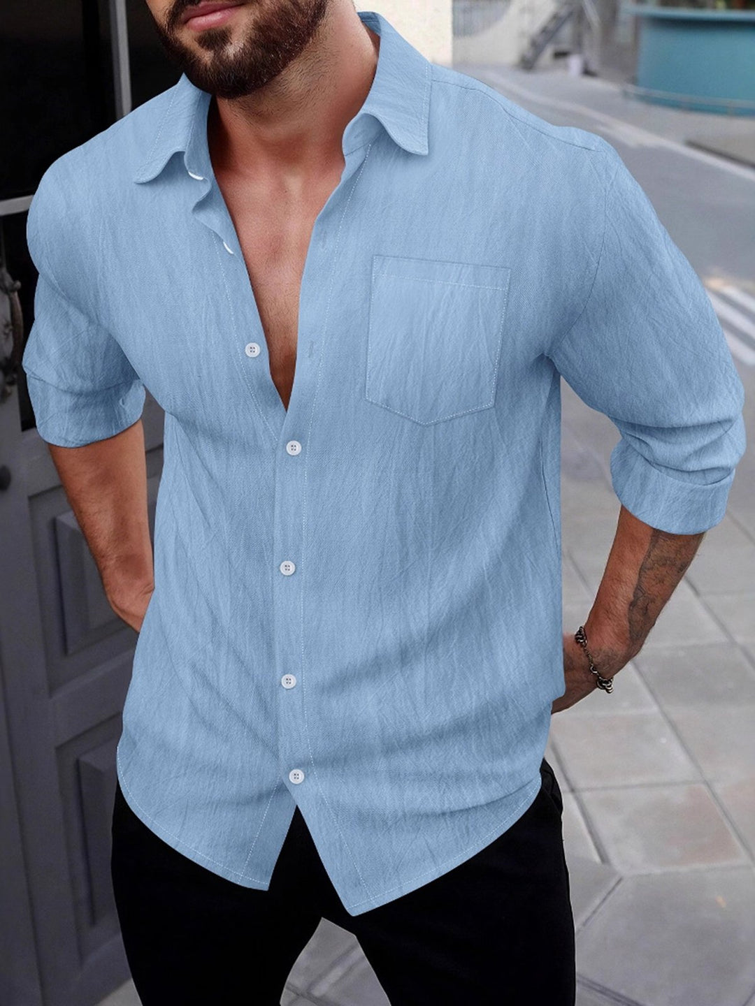 Alohadaddy® Autumn Linen Shirt Long Sleeve Lapel Breathable Casual Men&