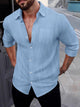 Alohadaddy® Autumn Linen Shirt Long Sleeve Lapel Breathable Casual Men's New Chinese Pocket Shirt Big & Tall