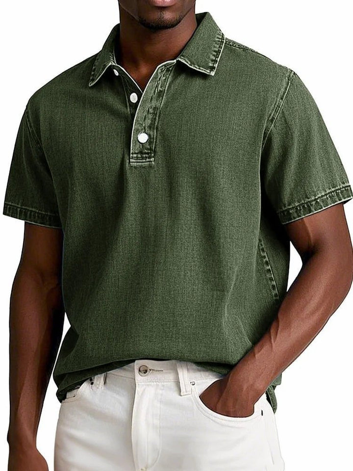 Alohadaddy® Casual Fashion Solid Color Retro Short Sleeve Lapel Polo Shirt