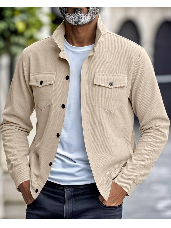 Alohadaddy® Casual American Heavy Corduroy New Simple Versatile Multi-Pocket Long Sleeve Stand Collar Jacket Men&