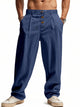 Alohadaddy® casual solid color men's breathable cotton and linen loose casual sports trousers Big & Tall