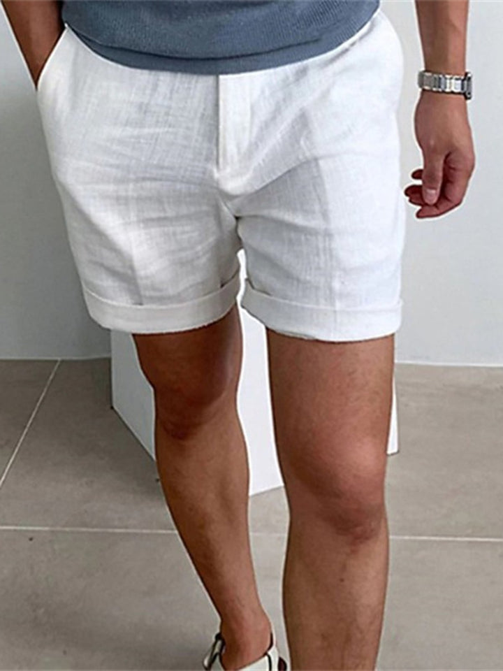 Alohadaddy® Casual Basics Linen Solid Color Slant Pockets Moisture-wicking and Breathable Daily Shorts