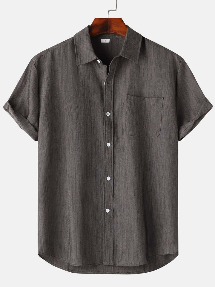 Alohadaddy® Casual Summer Lapel Solid Color Short Sleeve Button-Down Men&