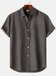 Alohadaddy® Casual Summer Lapel Solid Color Short Sleeve Button-Down Men's Basic Shirt