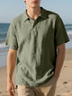 Alohadaddy® Men's Short Sleeve Linen Loose Casual Lapel Polo Shirt T-Shirt