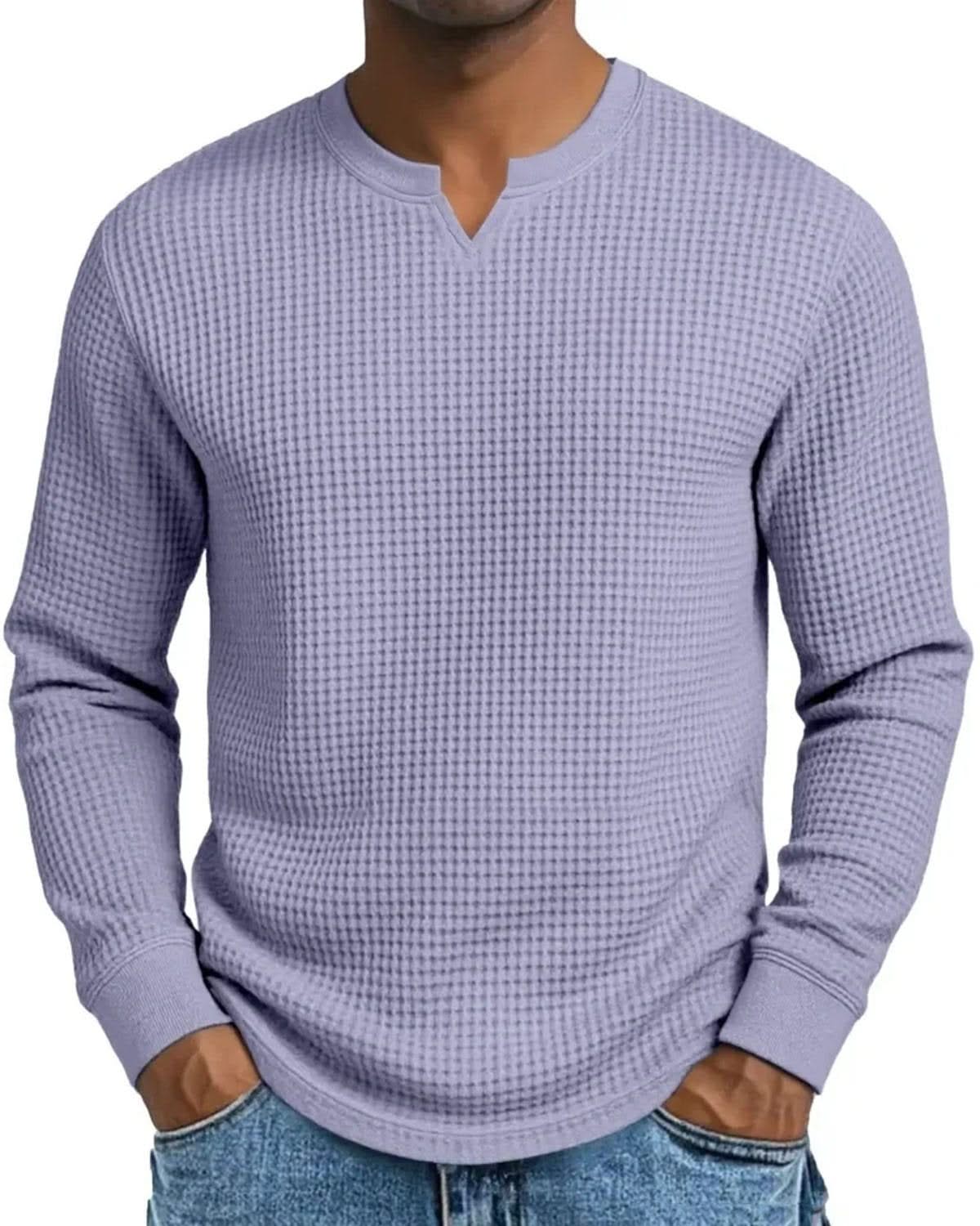 Alohadaddy® Casual Bottoming Shirt Slim Fit Men's Long Sleeve V-Neck Casual Top T-Shirt Big & Tall