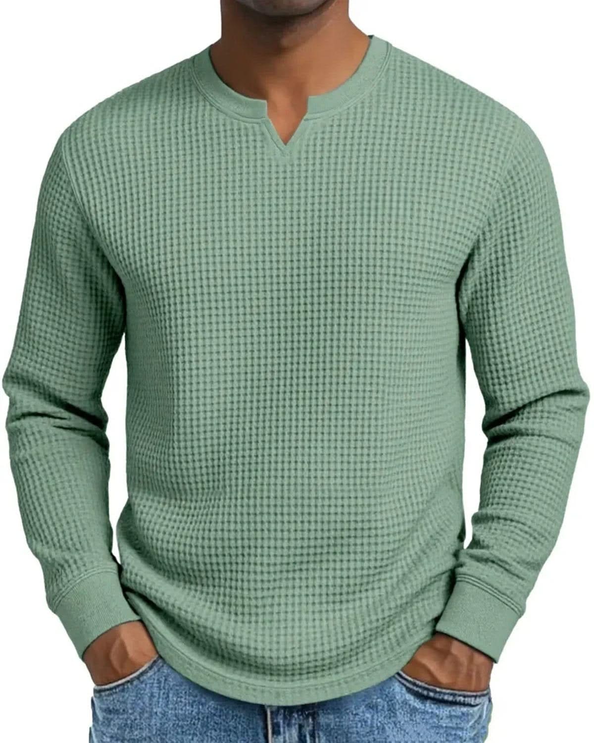 Alohadaddy® Casual Bottoming Shirt Slim Fit Men's Long Sleeve V-Neck Casual Top T-Shirt Big & Tall