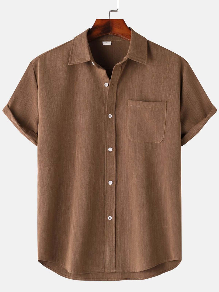 Alohadaddy® Casual Summer Lapel Solid Color Short Sleeve Button-Down Men&