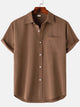 Alohadaddy® Casual Summer Lapel Solid Color Short Sleeve Button-Down Men's Basic Shirt