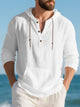 Alohadaddy® Linen Men's Long Sleeve T-shirt Loose Casual Simple Trend Home Hooded Henley Shirt