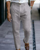 Alohadaddy® Linen Solid Color Slant Pocket Daily Outdoor Breathable Casual Pants Big & Tall