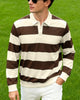 Alohadaddy® Men's Long Sleeve Polo Shirt American Loose Lightly Striped Casual T-Shirt