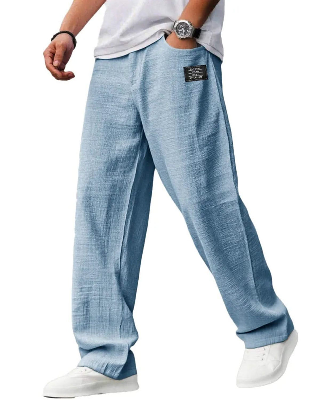 Alohadaddy® Vintage Casual Embroidered Logo Drawstring Loose Elastic Waist Pocket Trousers Big &amp; Tall