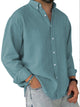 Alohadaddy® Casual Solid Color All-Match Washed Cotton Button-Down Long Sleeve Shirt Big & Tall