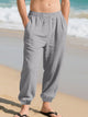 Alohadaddy® Casual Beach Trend Men's Loose Linen Casual Sports Cuffed Trousers Men's Big & Tall