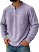 Alohadaddy® Half Zipper Men's Spring and Autumn 3D Digital Solid Color Printed Three-Button Imitation Cotton Long Sleeve Top
