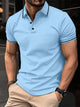 Alohadaddy® Casual Stretch Striped Men's Button Ribbed Collar Sport Polo Shirt