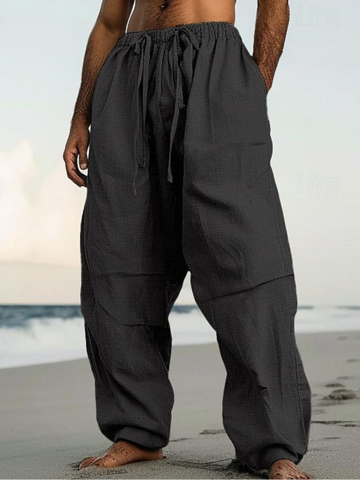 Alohadaddy® Casual Beach Straight Pants Solid Color Comfortable Daily Street Pants Big &amp; Tall