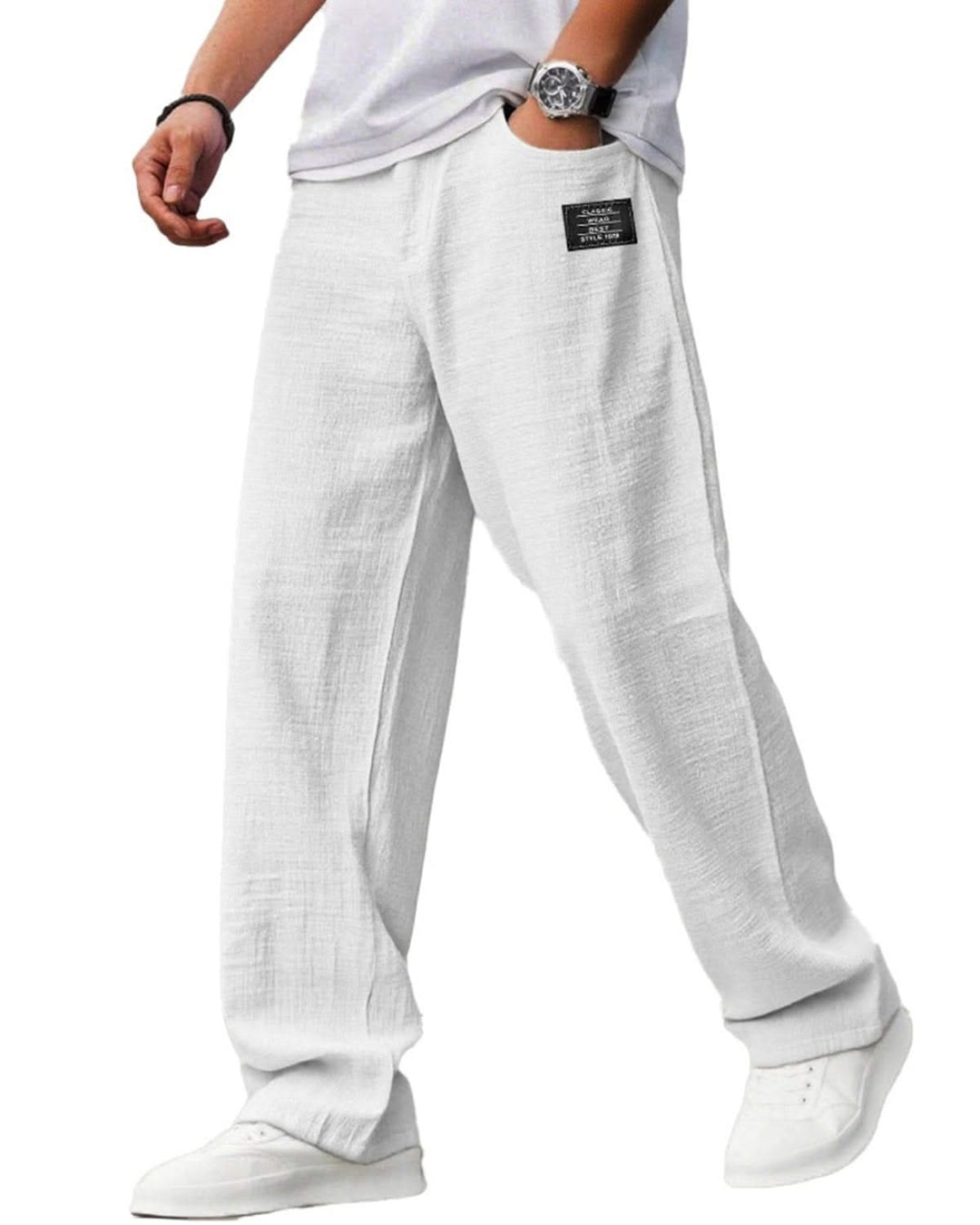 Alohadaddy® Vintage Casual Embroidered Logo Drawstring Loose Elastic Waist Pocket Trousers Big &amp; Tall