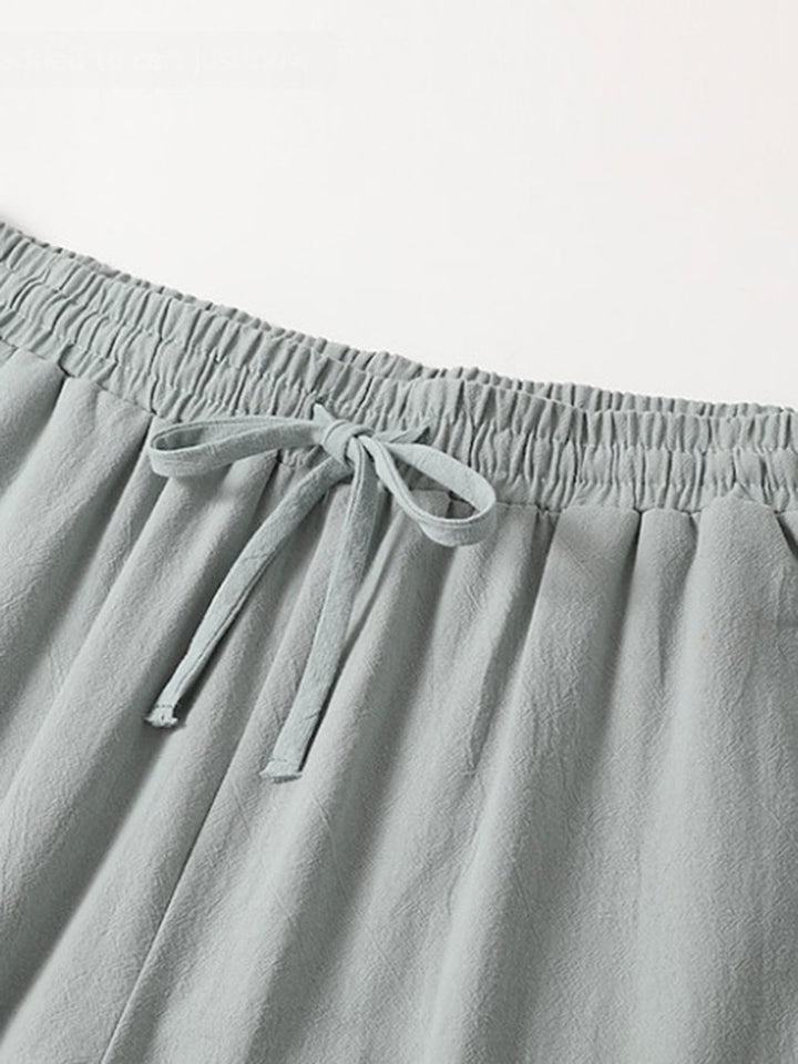 Alohadaddy® Linen Trousers Summer Trousers Beach Trousers Drawstring Stretch Straight Breathable Trousers