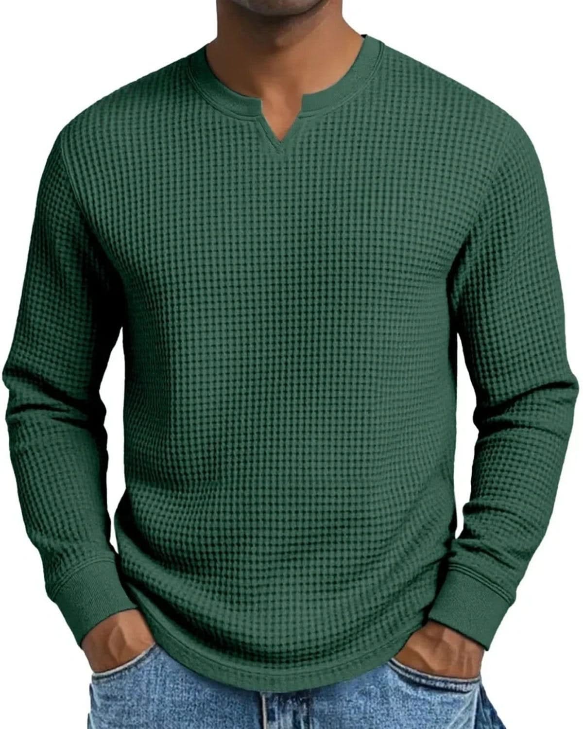 Alohadaddy® Casual Bottoming Shirt Slim Fit Men's Long Sleeve V-Neck Casual Top T-Shirt Big & Tall