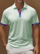 Alohadaddy® Contrast Color Business Casual Print Art Summer Short Sleeve Stretch Men's Polo Shirt