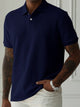 Alohadaddy® Casual Solid Lapel Button Front Short Sleeve Simple Polo Shirt