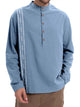 Alohadaddy® Casual Print Long Sleeve Cotton and Linen Versatile Light Mature Style Polo Shirt