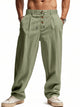 Alohadaddy® casual solid color men's breathable cotton and linen loose casual sports trousers Big & Tall