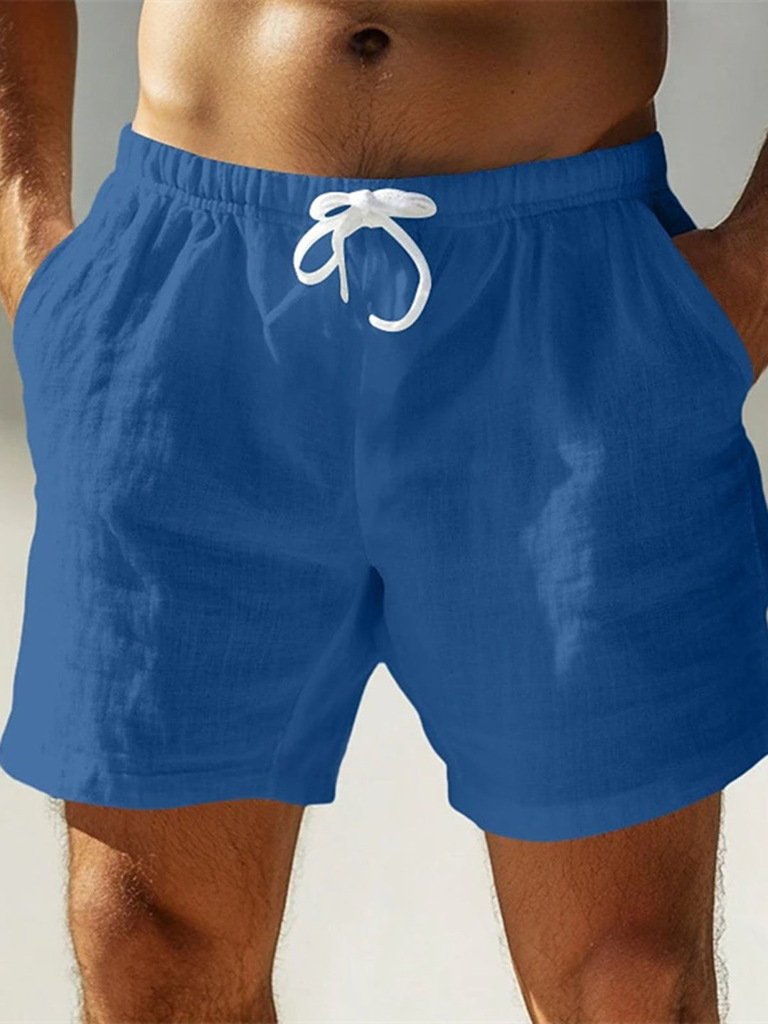 Alohadaddy® Hawaiian Cotton High Quality Beach Leisure Solid Color Breathable Outdoor Three-quarter Shorts