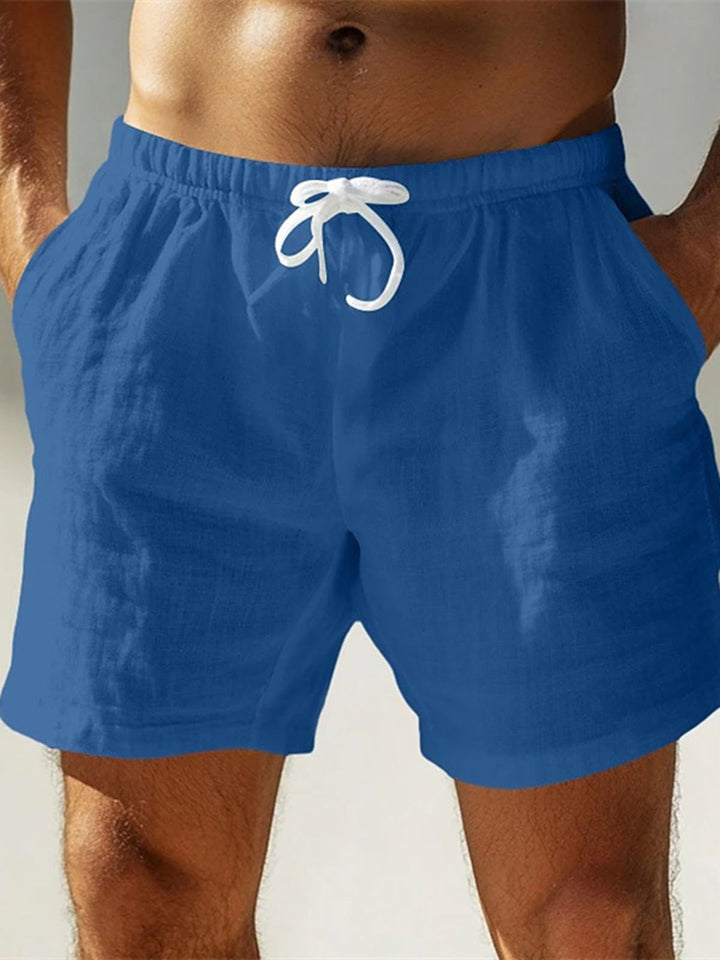 Alohadaddy® Hawaiian Cotton High Quality Beach Leisure Solid Color Breathable Outdoor Three-quarter Shorts