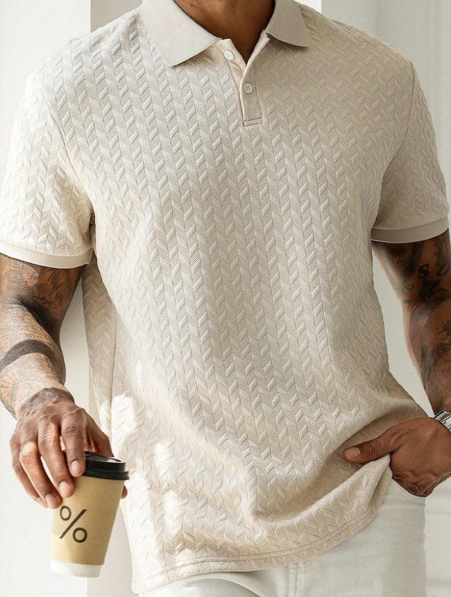 Alohadaddy® Casual Solid Lapel Button Front Short Sleeve Simple Polo Shirt