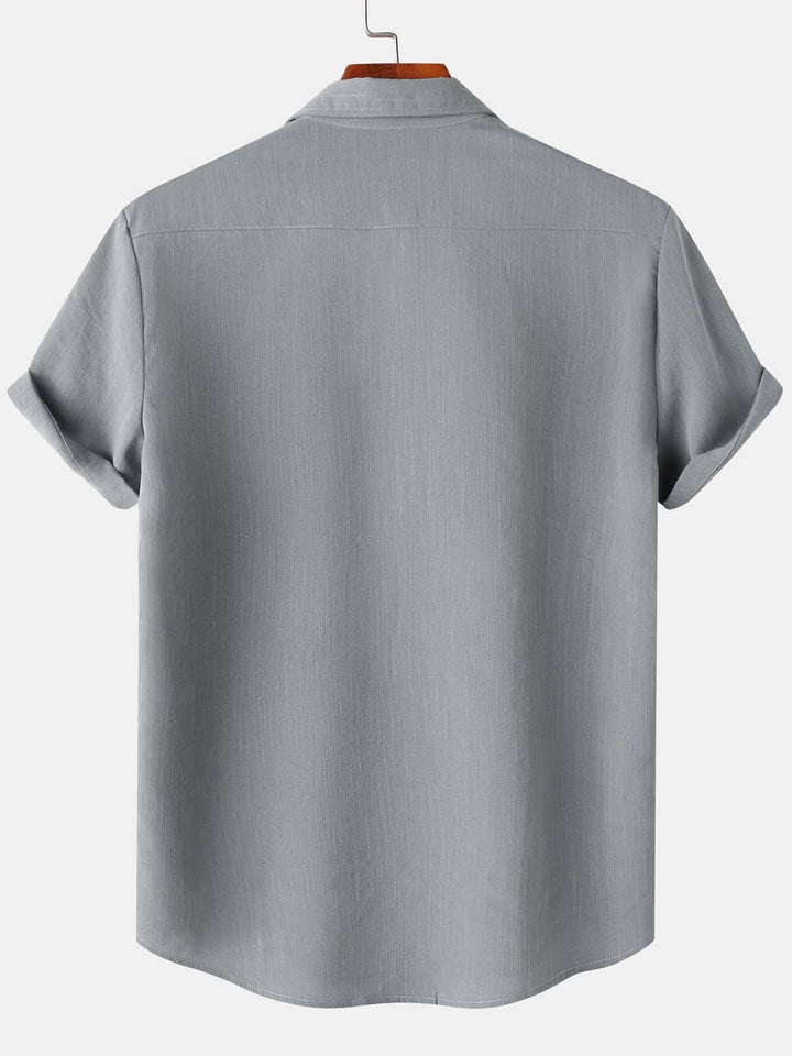Alohadaddy® Casual Summer Lapel Solid Color Short Sleeve Button-Down Men&