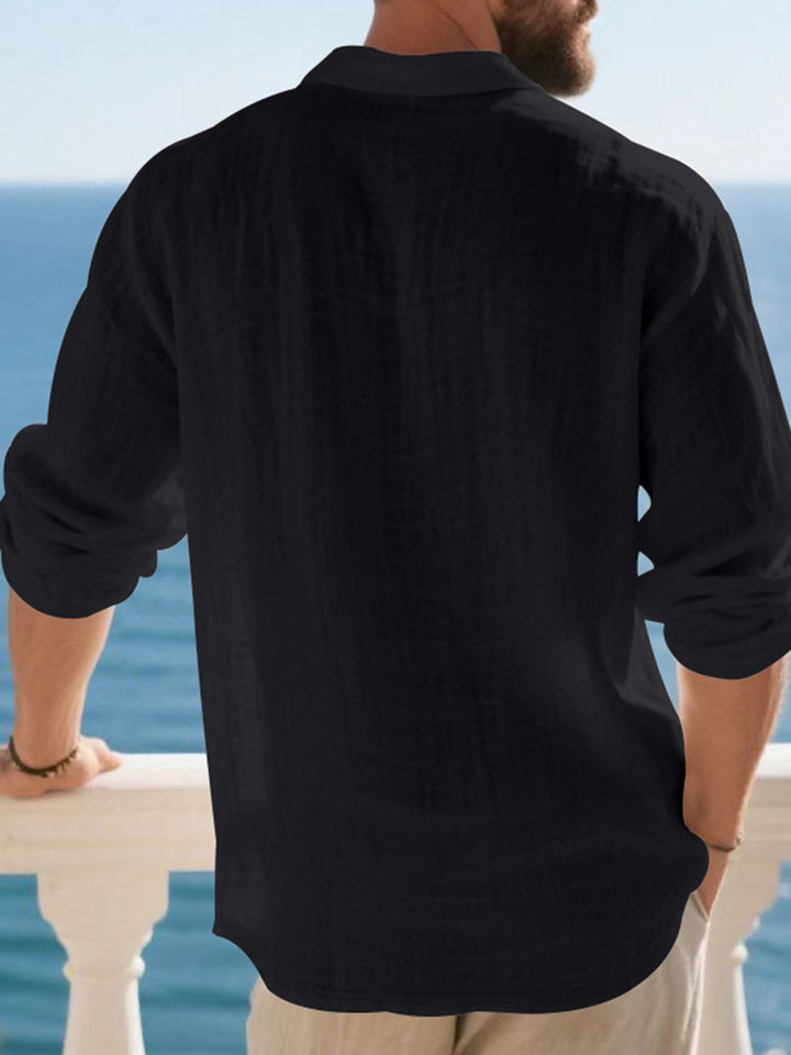 Alohadaddy® Linen Shirt Lapel Button American Men&