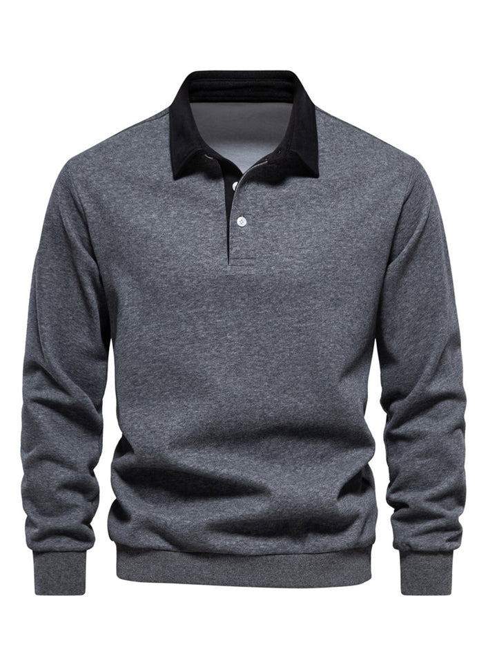 Alohadaddy® Autumn Long Sleeve Polo Collar Sweatshirt Trendy Men&