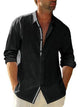 Alohadaddy® Men's Loose Color-blocked Shirt Long Sleeve Shirt Casual Imitation Linen