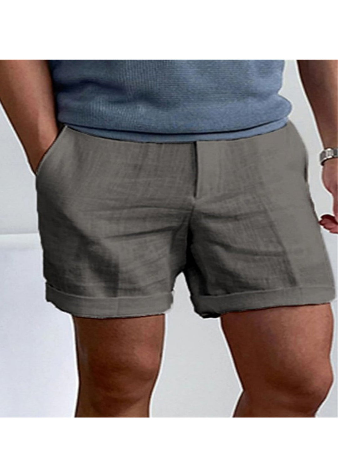 Alohadaddy® Casual Basics Linen Solid Color Slant Pockets Moisture-wicking and Breathable Daily Shorts