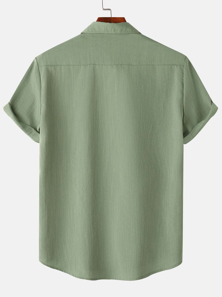Alohadaddy® Casual Summer Lapel Solid Color Short Sleeve Button-Down Men&