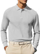 Alohadaddy® Men's Long Sleeve T-Shirt Autumn and Winter Waffle Lapel Button Casual Polo Shirt